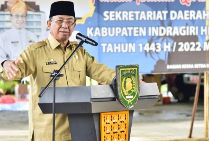 Bupati HM Wardan Hadiri Pemotongan Hewan Kurban Setda Inhil