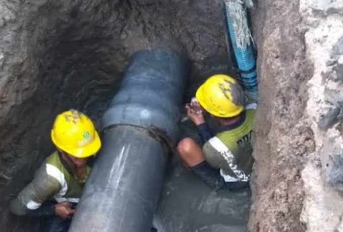 Sempat di Tutup, PDAM TI Buka Kembali Pipa Besi di Parit 9 Tembilahan