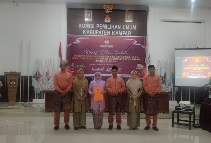 KPU Kampar Tetapkan Ahmad Yuzar- Misharti Pemenang Pilkada 2024