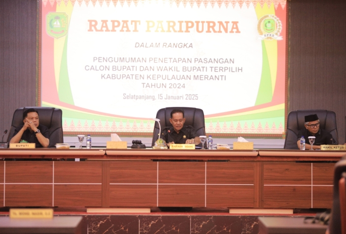 DPRD Kepulauan Meranti Gelar Rapat Paripurna Pengumuman Penetapan Pasangan Bupati dan Wakil Bupati Terpilih