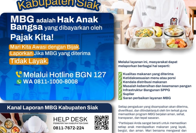 Pemkab Siak Buka Layanan Pengaduan MBG, Bisa Lapor Lewat WhatsApp