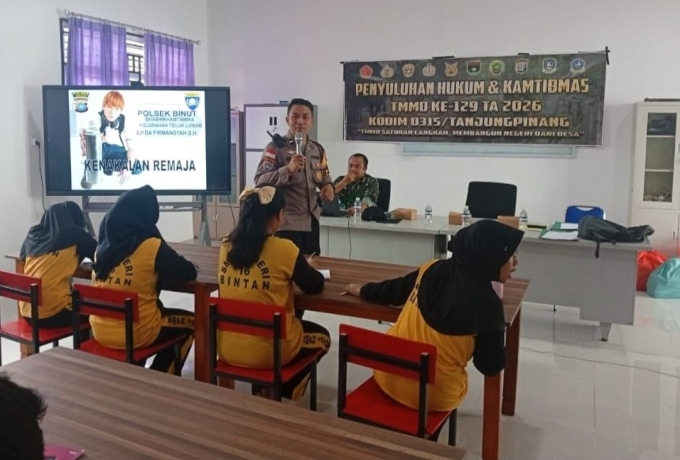 TMMD ke-129 Kodim 0315/Tanjungpinang Tanamkan Kesadaran Hukum dan Anti Narkoba kepada Pelajar