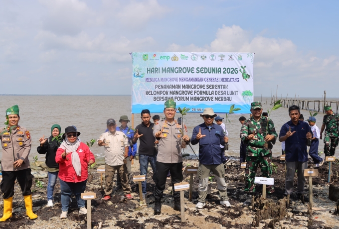 Kapolres Kepulauan Meranti Pimpin Penanaman Mangrove Peringati Hari Mangrove Sedunia