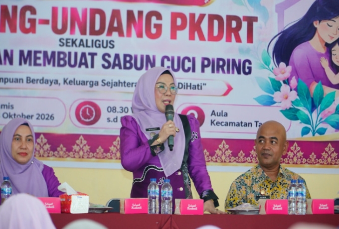 Wabup Misharti Buka Sosialisasi UU PKDRT dan Pelatihan Pembuatan Sabun Cuci Piring